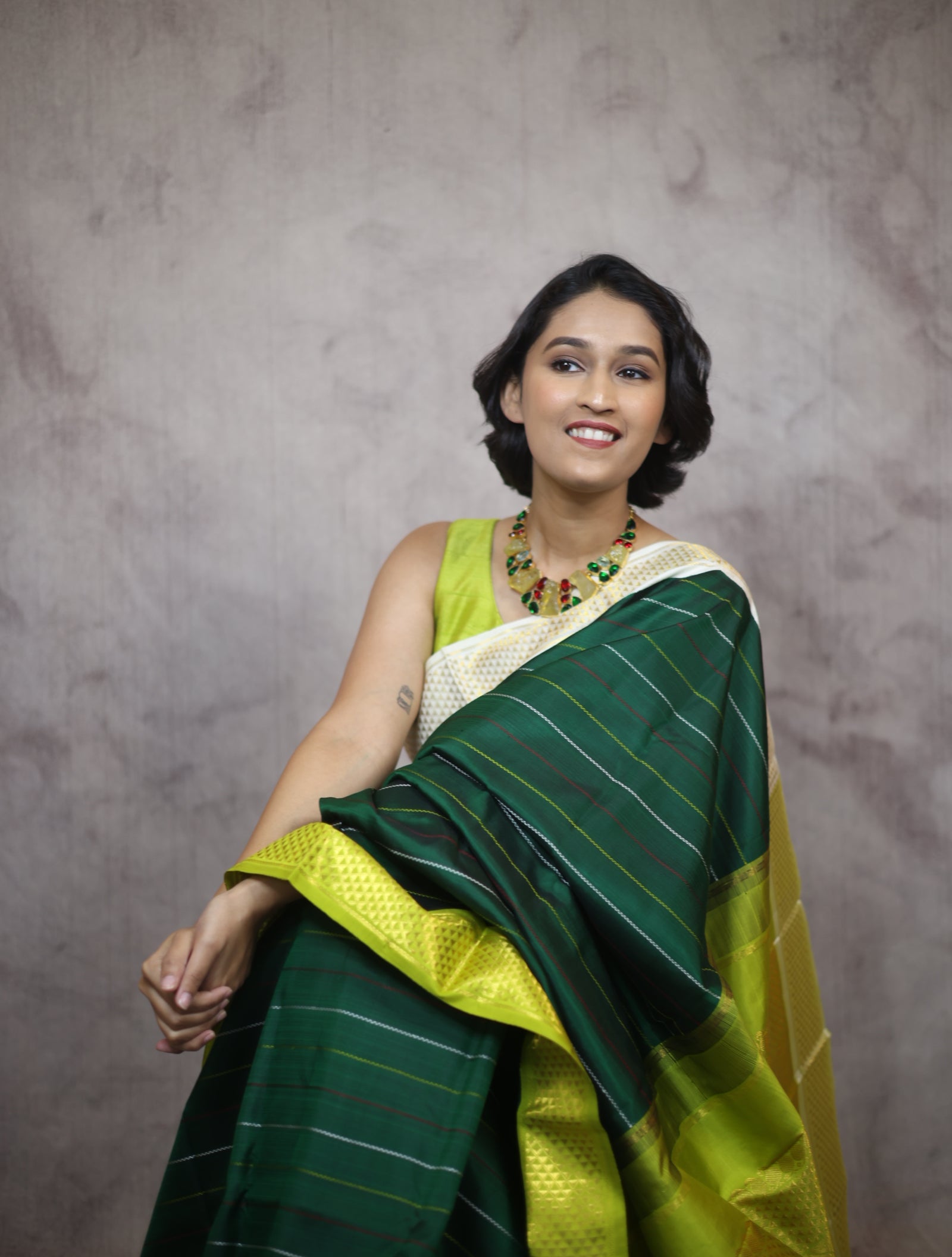 Green Kanjeevaram Silk Saree-SRGKSS445