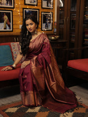 Plum Raw Silk Saree - SRPRSS680