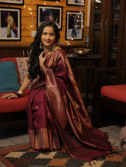 Plum Raw Silk Saree - SRPRSS680