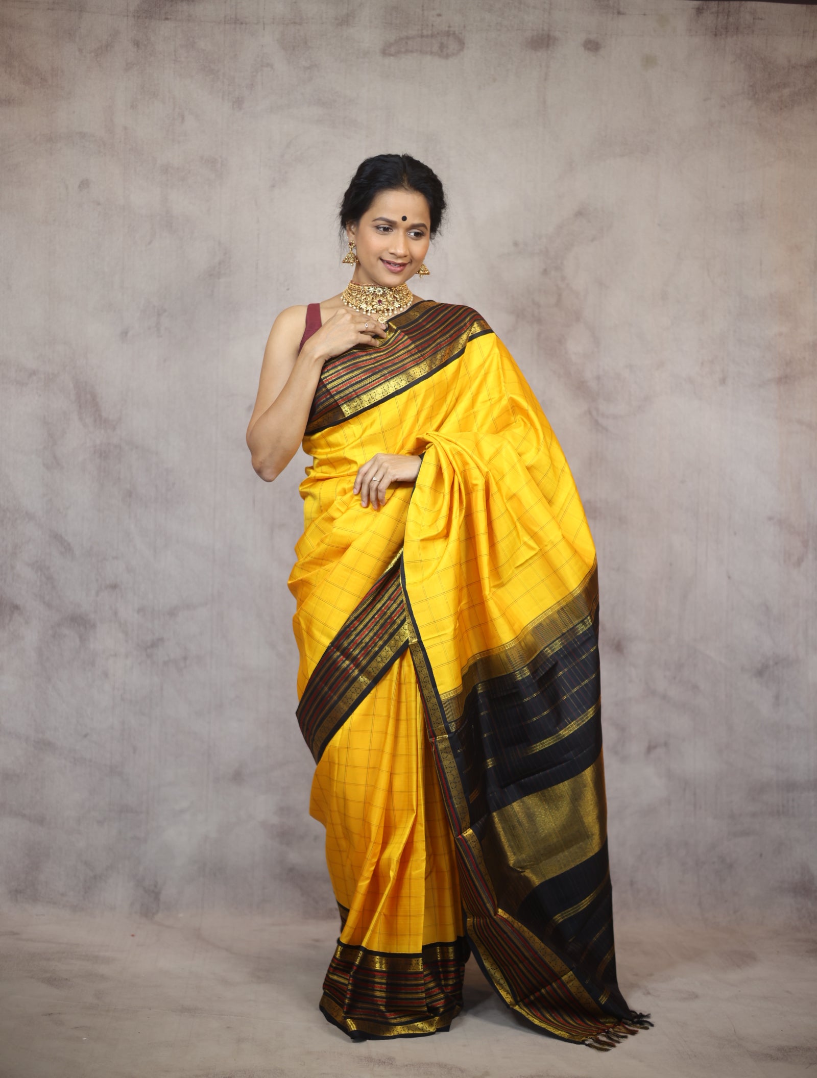 Yellow Kanjeevaram Silk Saree-SRYKSS449