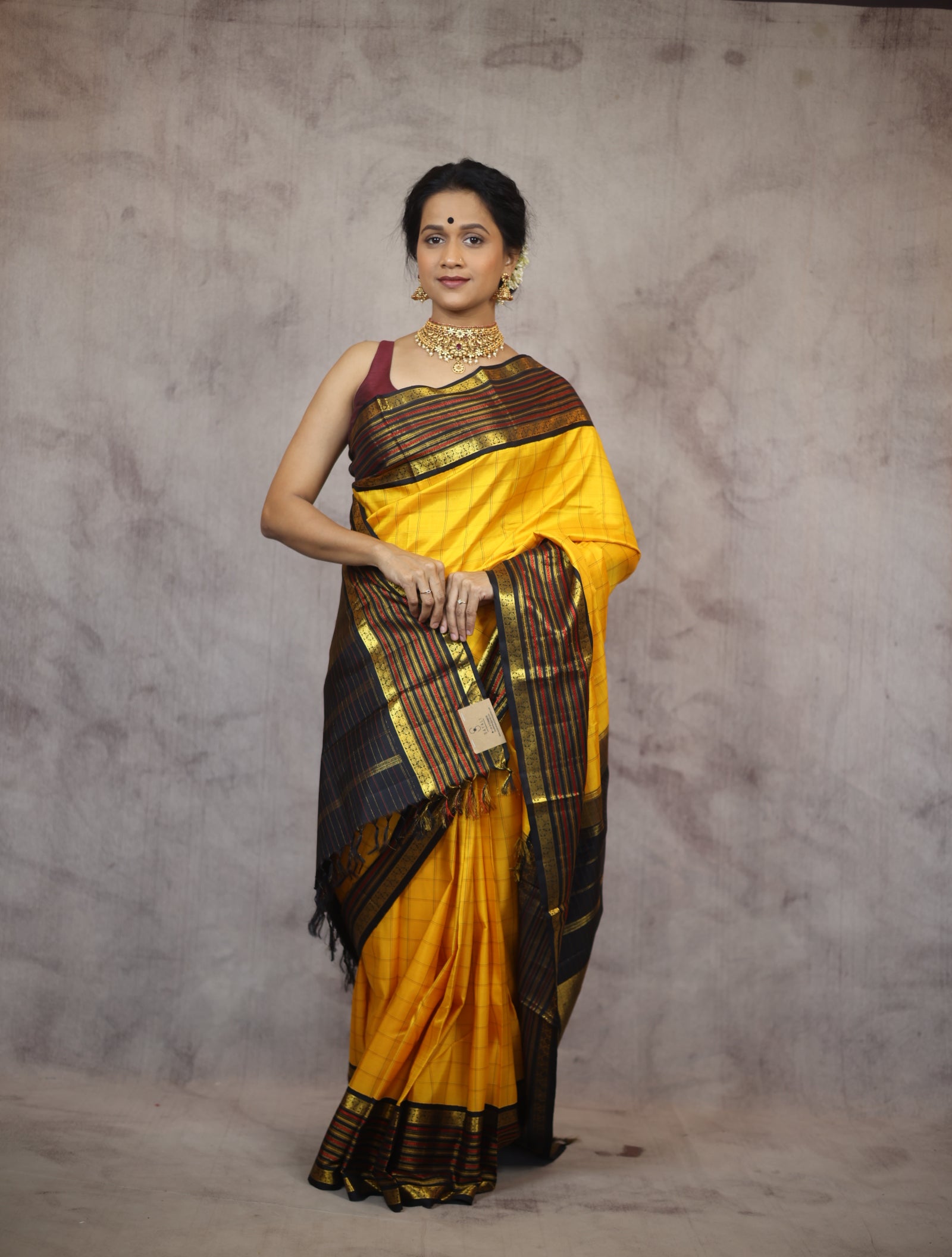 Yellow Kanjeevaram Silk Saree-SRYKSS449