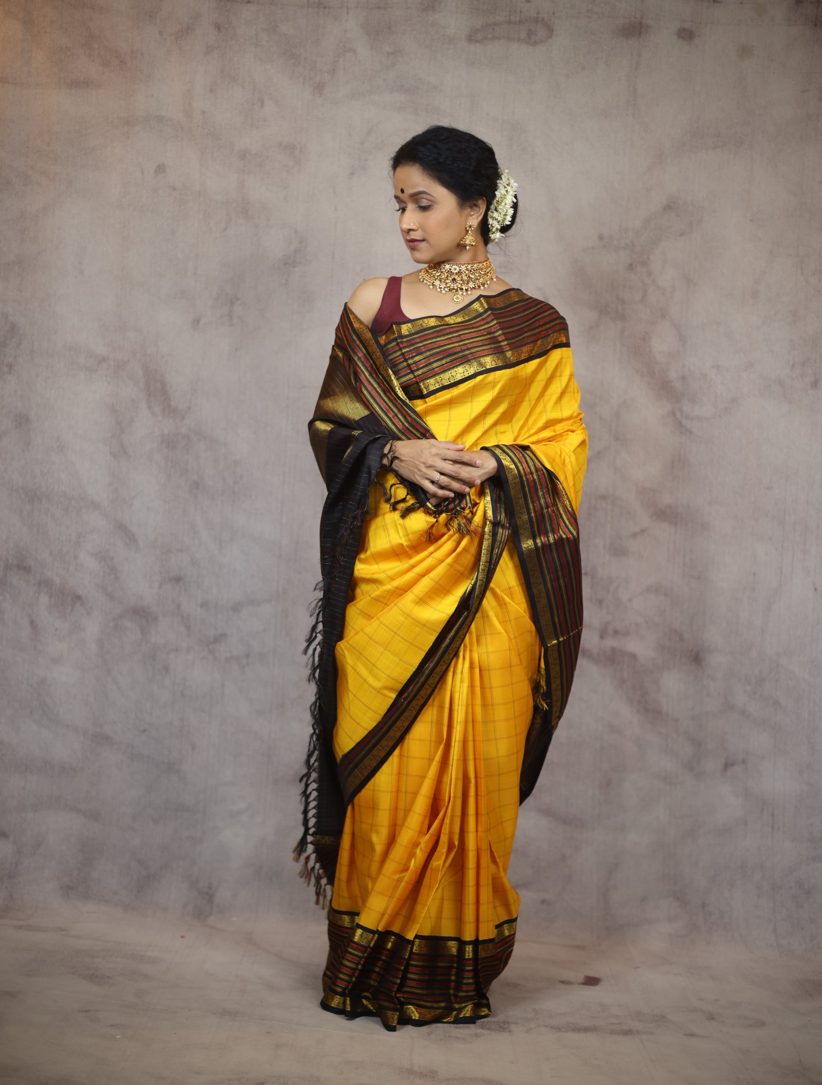 Yellow Kanjeevaram Silk Saree-SRYKSS449