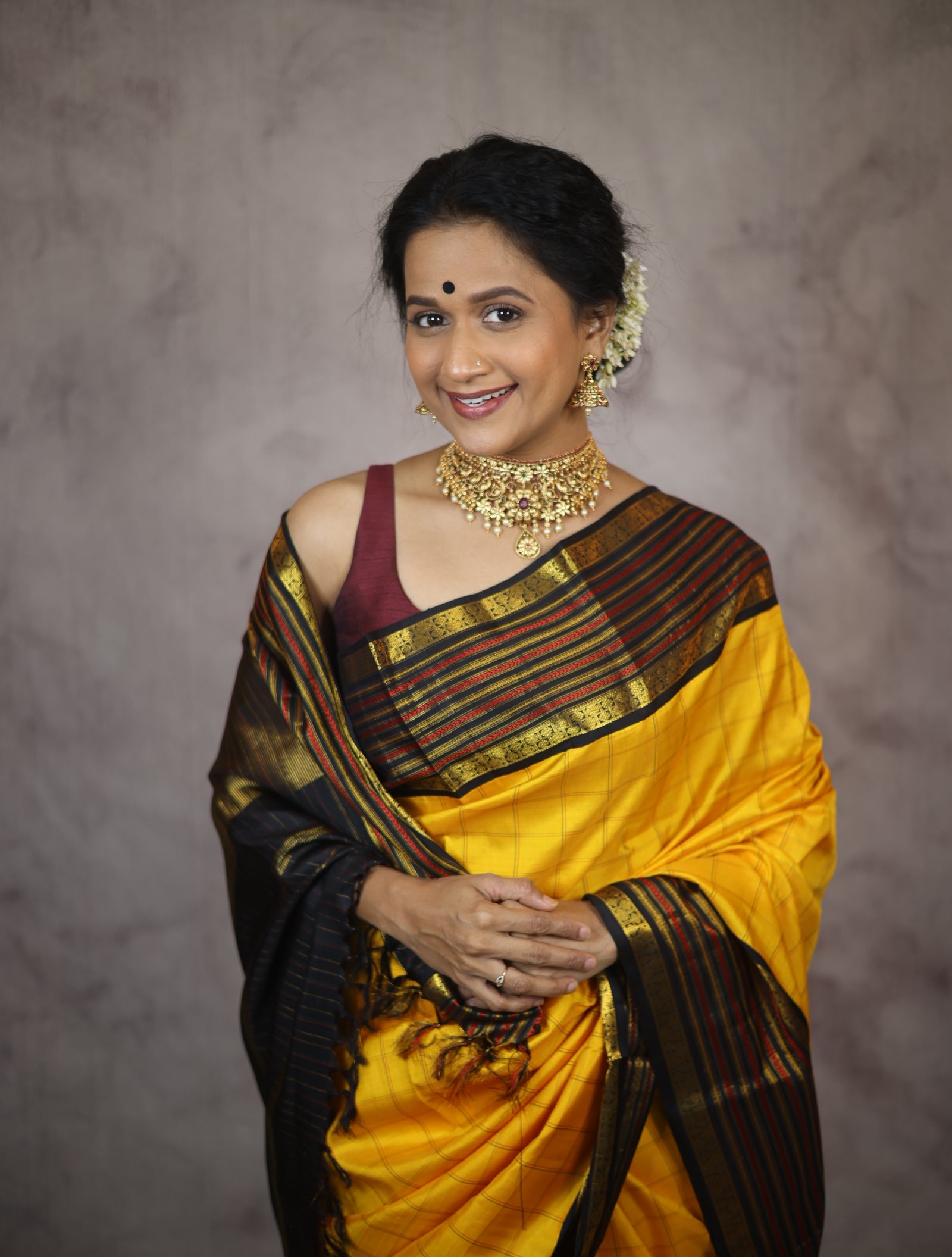 Yellow Kanjeevaram Silk Saree-SRYKSS449
