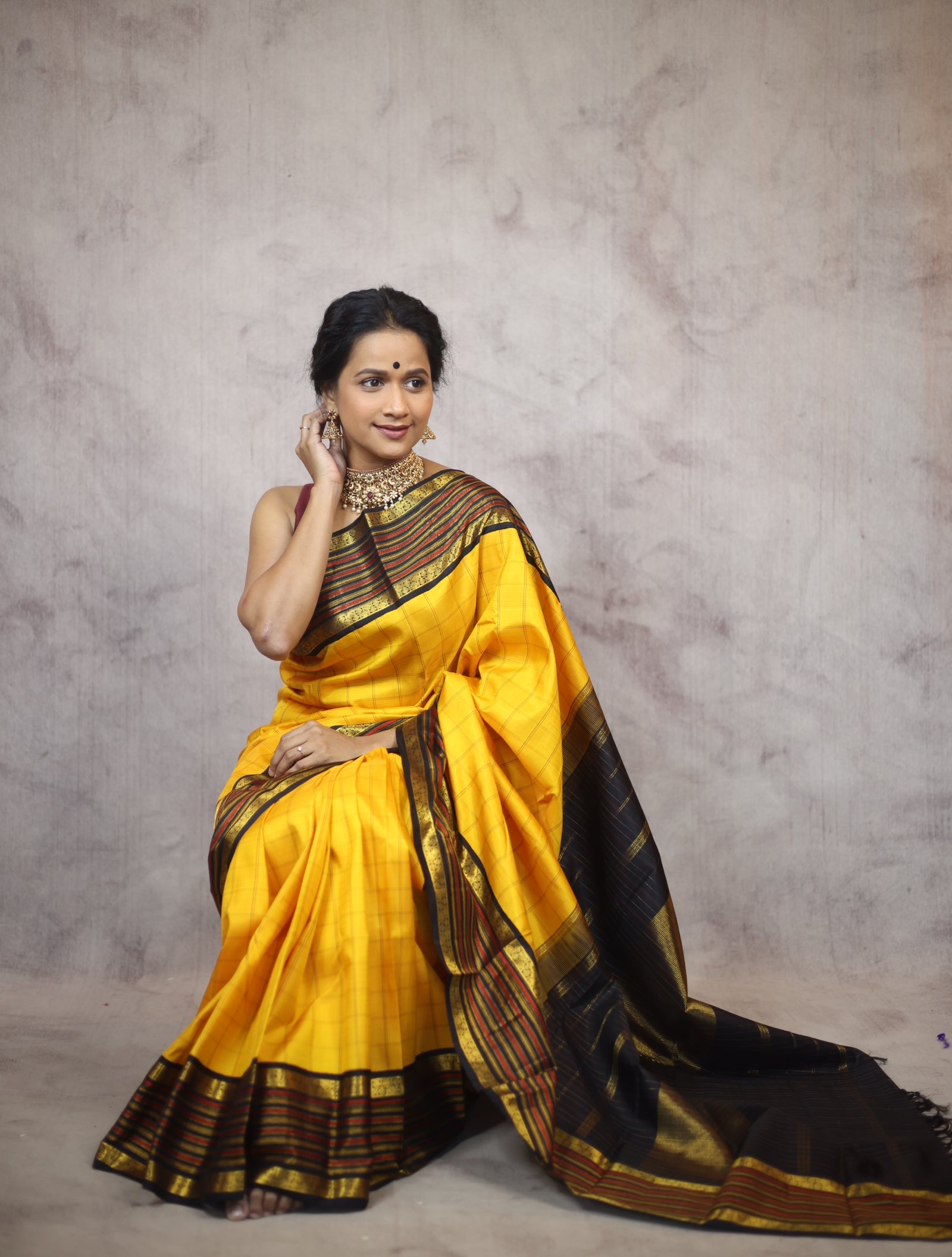 Yellow Kanjeevaram Silk Saree-SRYKSS449