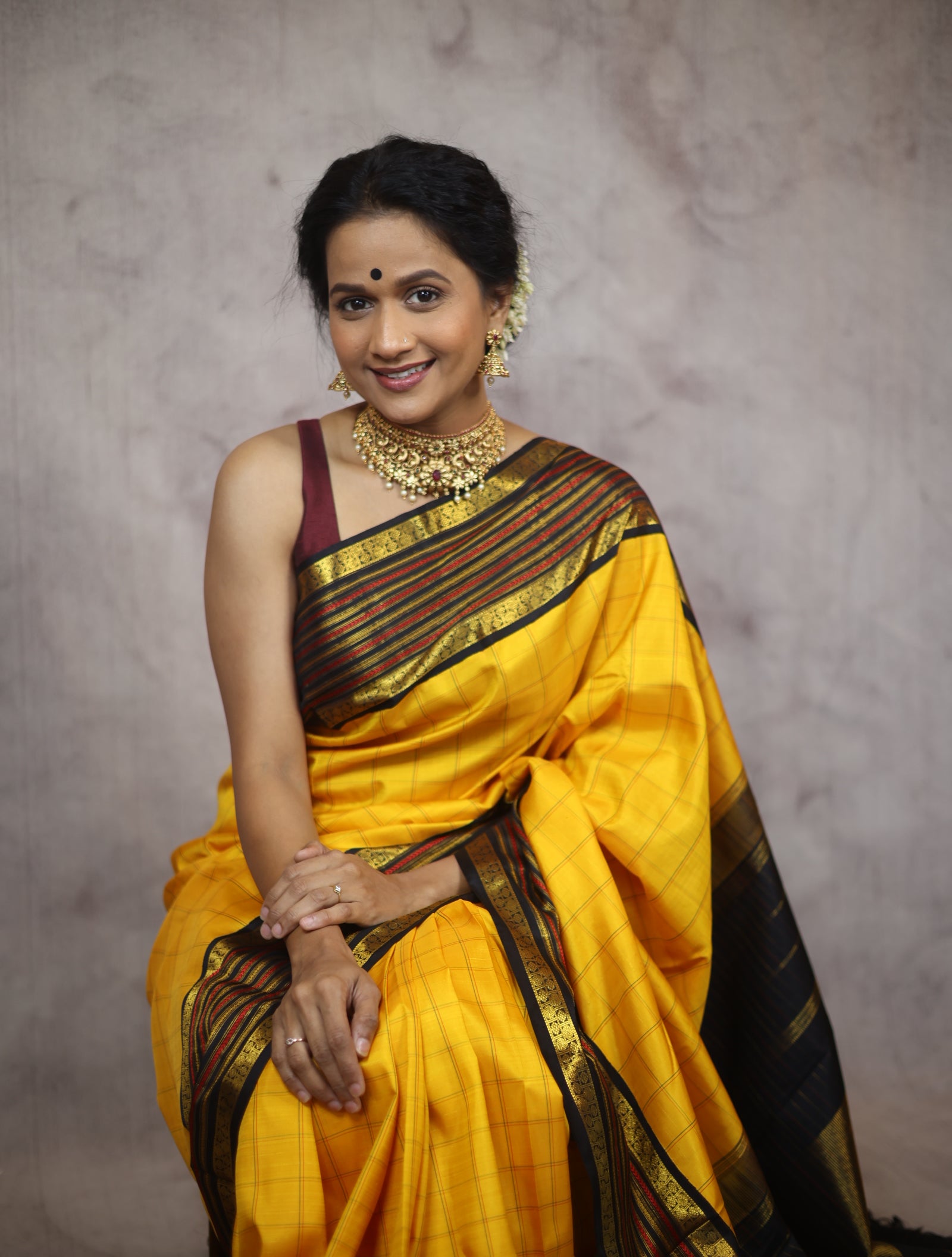 Yellow Kanjeevaram Silk Saree-SRYKSS449