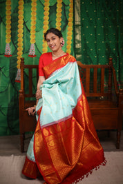 Aqua Blue Gadwal Silk Saree - SRABGSS436