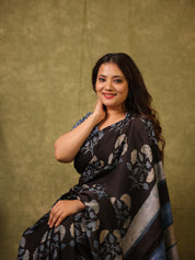 Black HBP Modal Silk Saree - SRBMSS550