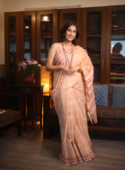 Peach HBP Kota Doria Saree - SRPKDS113