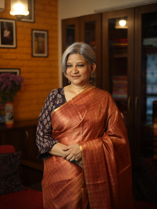 Cherry Red Tussar Silk Saree - SRCRTSS913