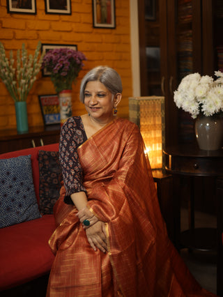 Cherry Red Tussar Silk Saree - SRCRTSS913