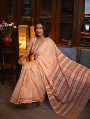 Peach HBP Kota Doria Saree - SRPKDS113