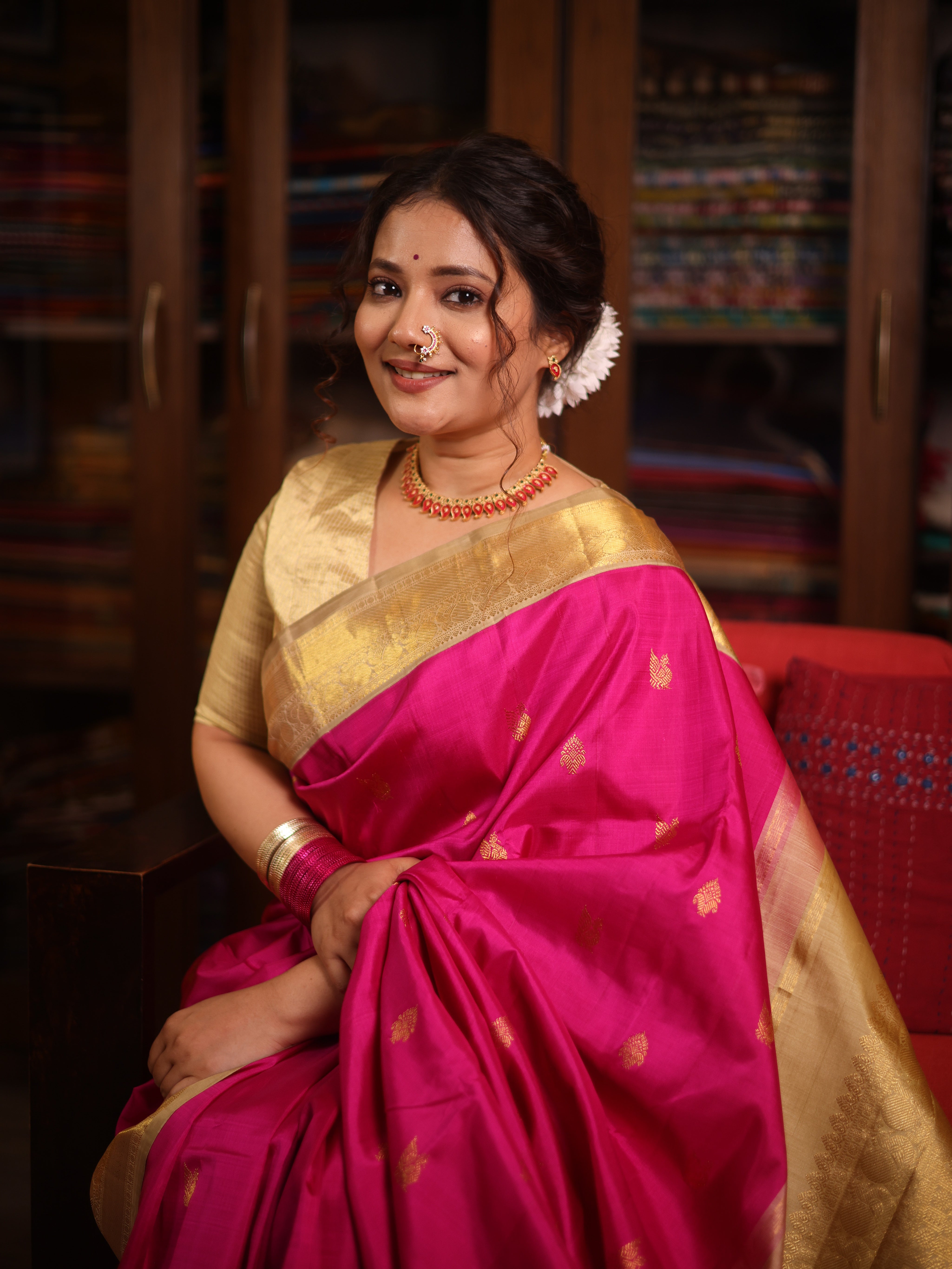 Rani Pink Kanjivaram Silk Saree - SRRPKSS1044