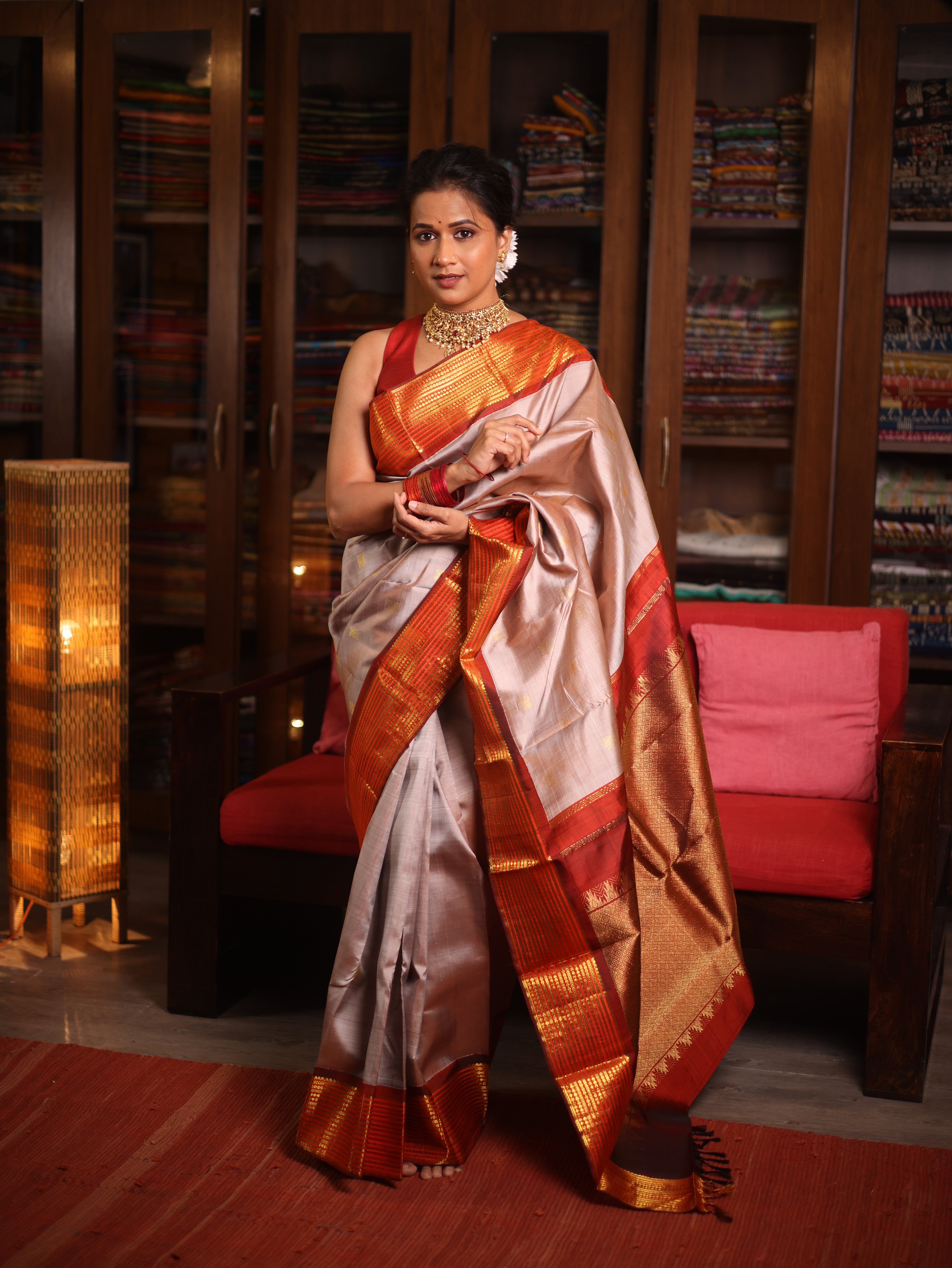 Sand Kanjivaram Silk Saree - SRSKSS1012
