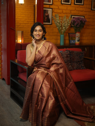 Mauve Tussar Silk Saree - SRMTSS906