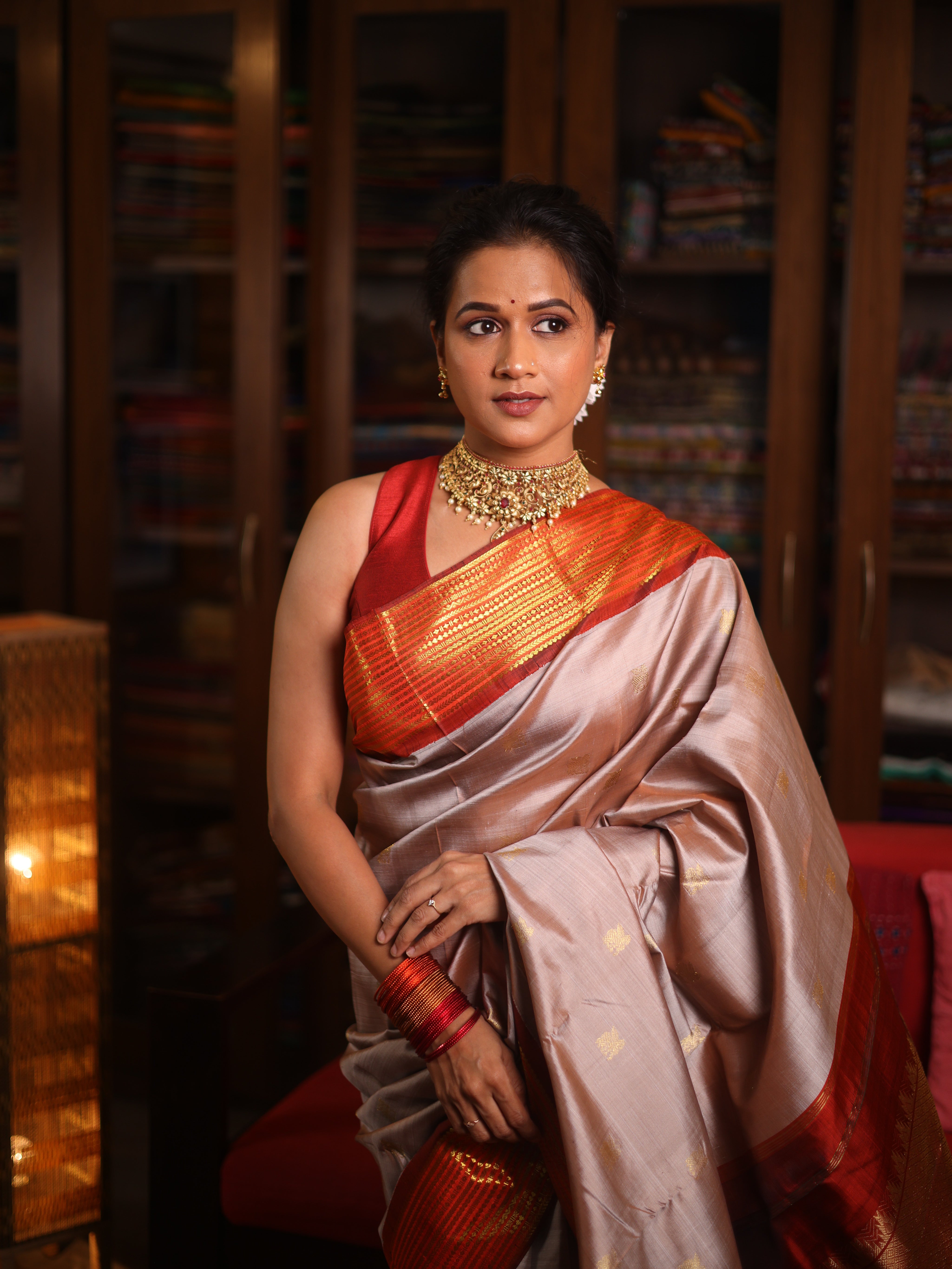 Sand Kanjivaram Silk Saree - SRSKSS1012