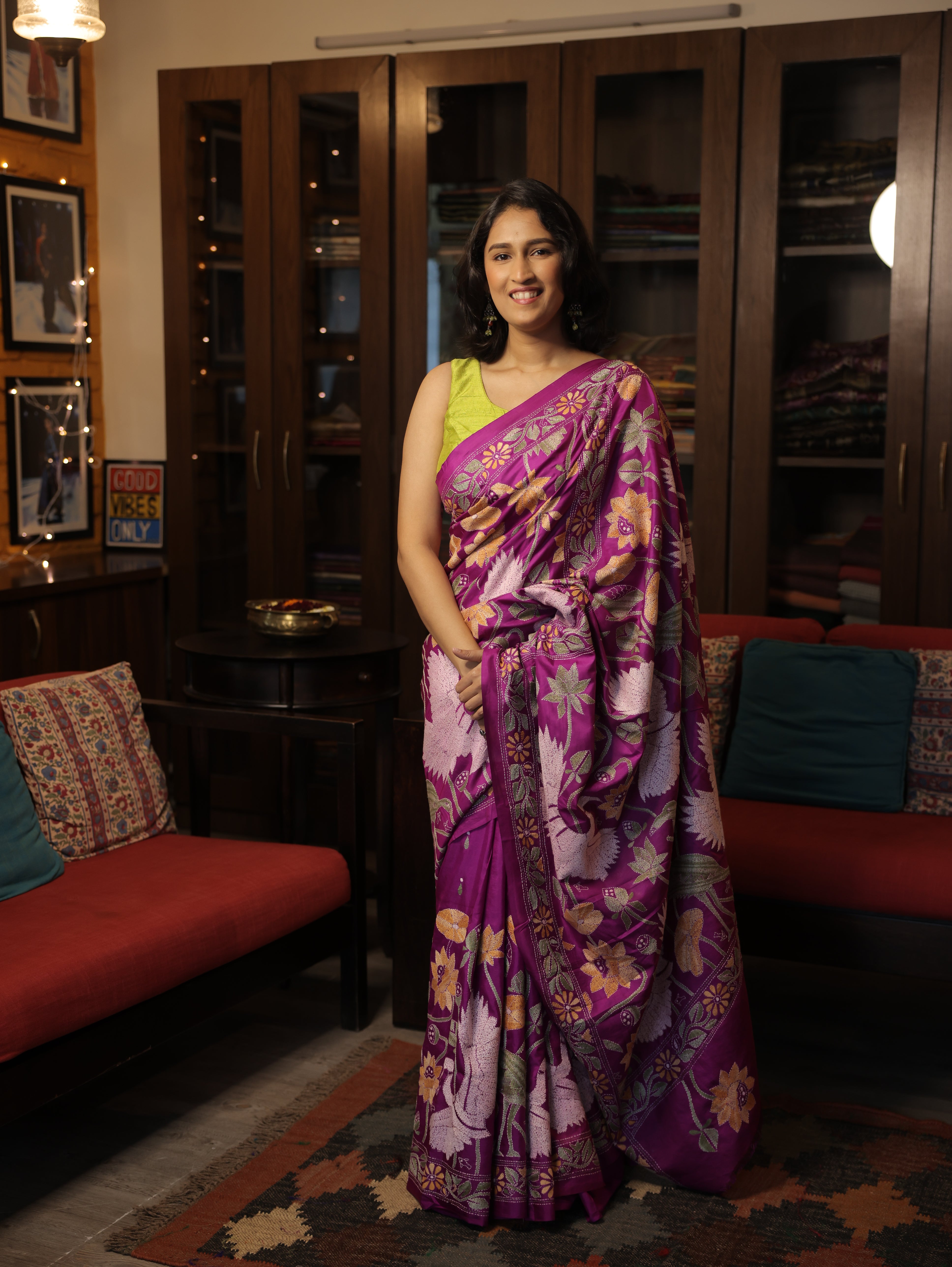 Purple Tussar Silk Saree - SRPTSS1392