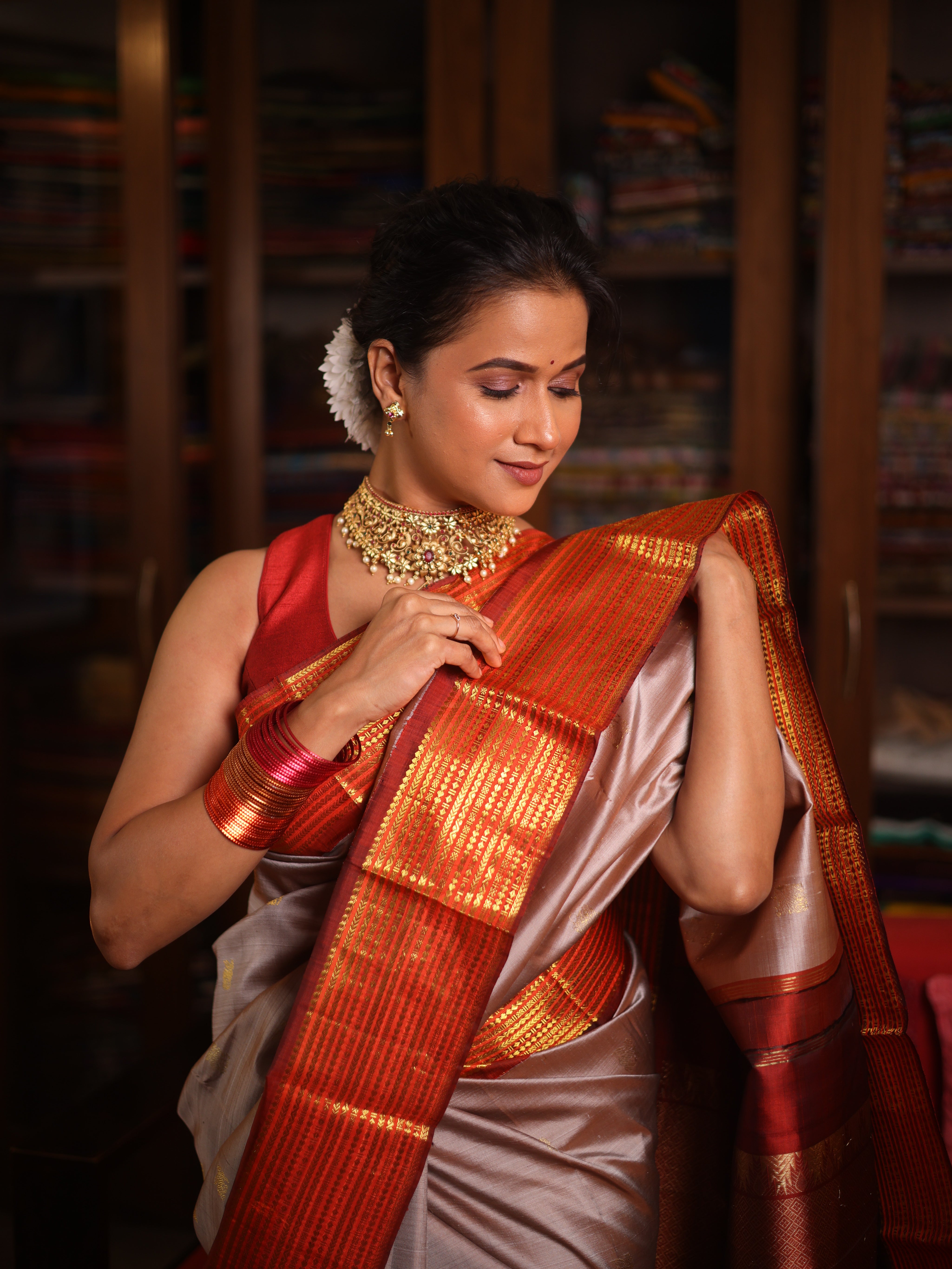 Sand Kanjivaram Silk Saree - SRSKSS1012