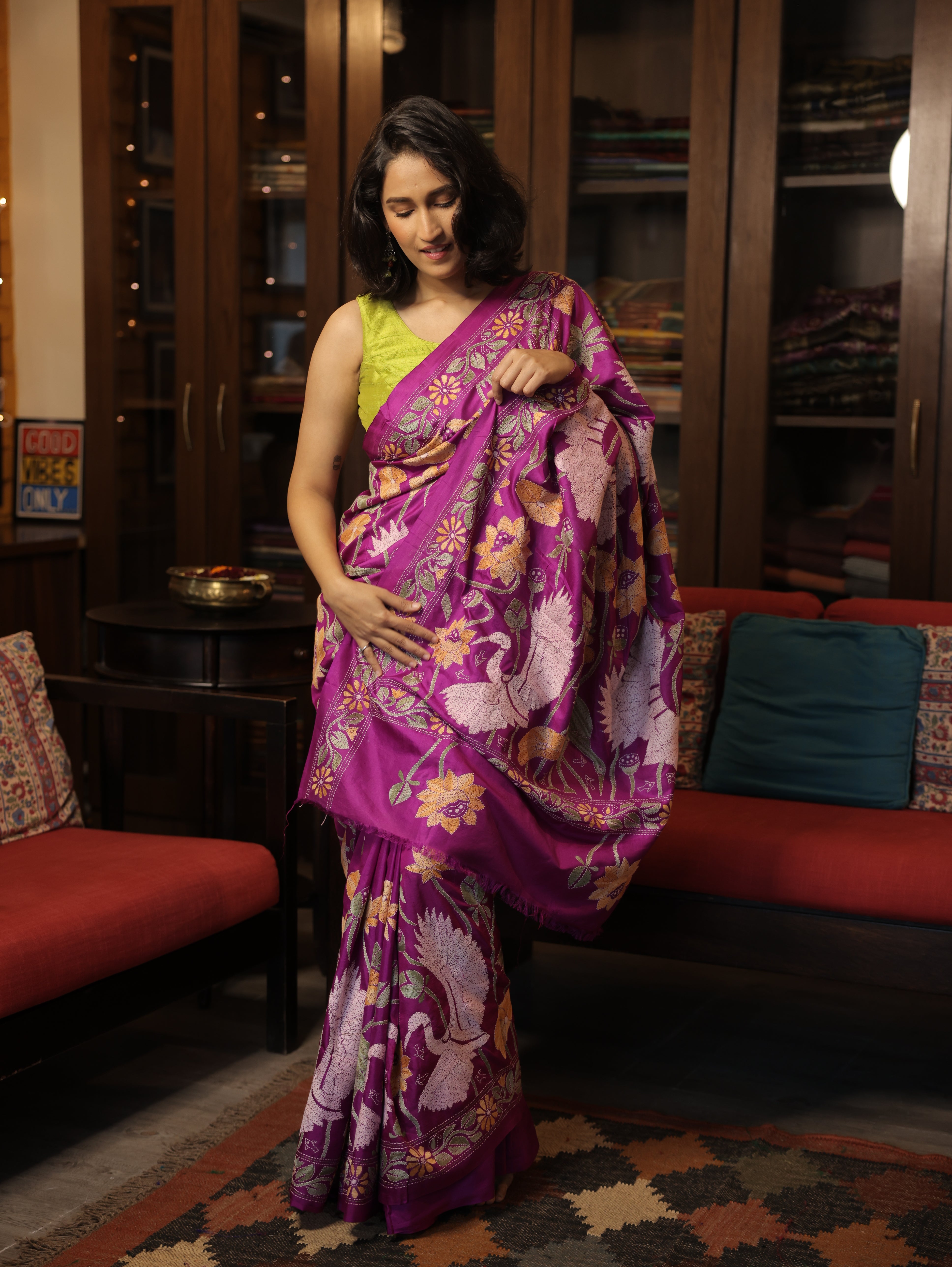 Purple Tussar Silk Saree - SRPTSS1392