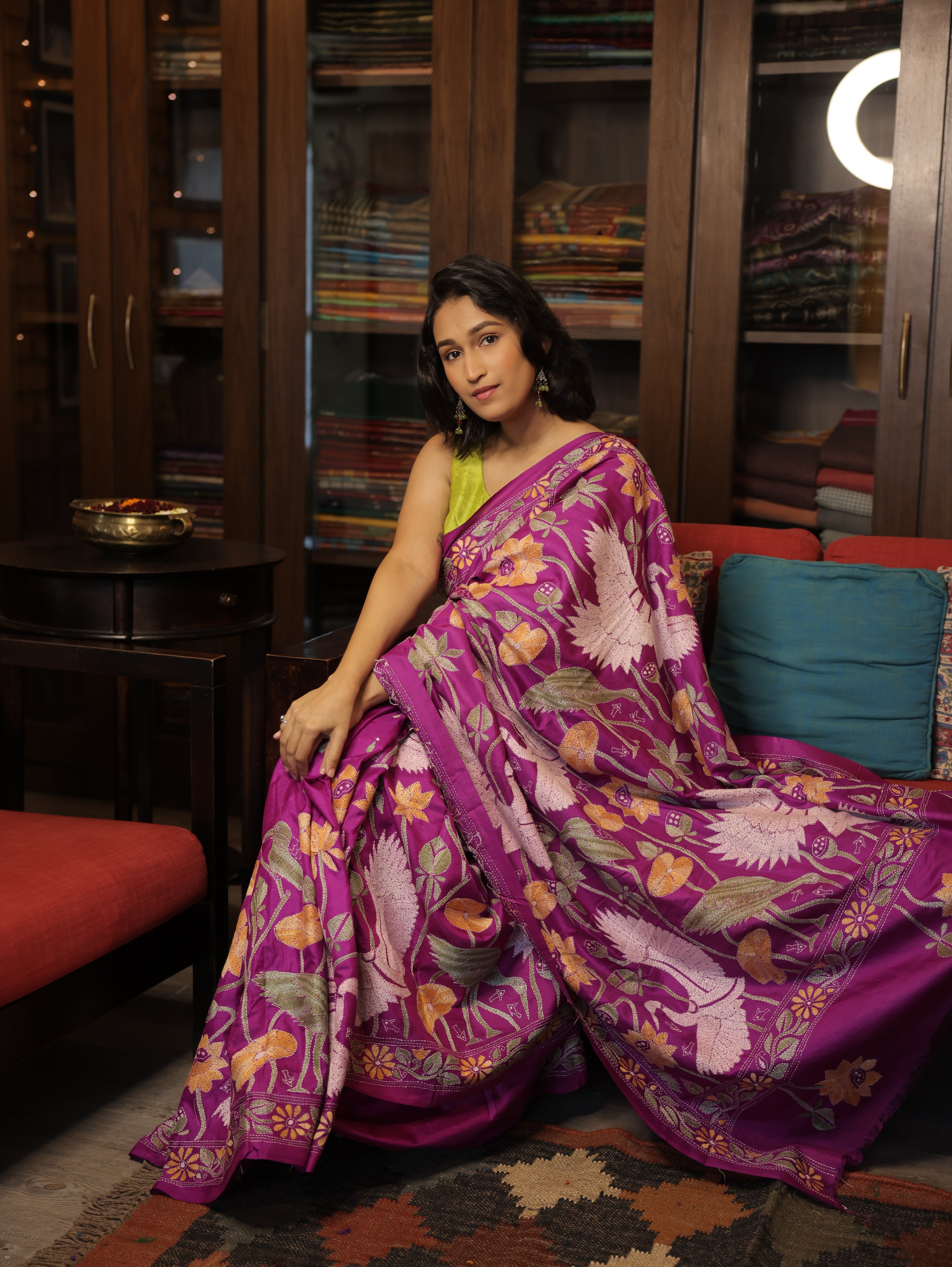Purple Tussar Silk Saree - SRPTSS1392