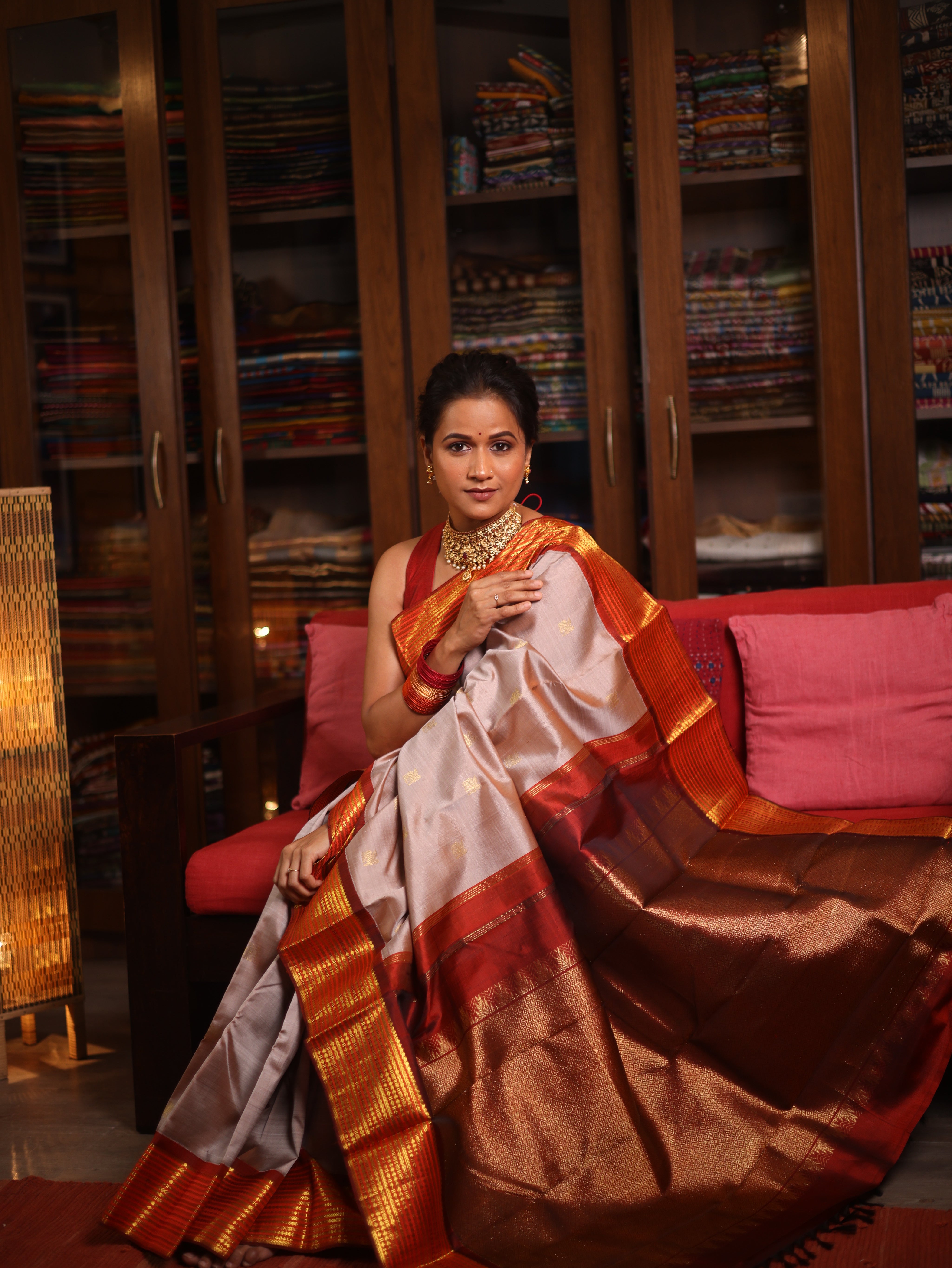 Sand Kanjivaram Silk Saree - SRSKSS1012