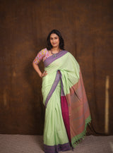 Light Green Cotton Ilkal Saree  - SRLGCIS701