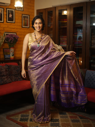 Violet Tussar Silk Saree - SRVTSS874