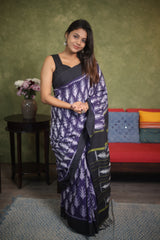 Purple Pochampalli Cotton Ikat Saree - SRPPCIS529