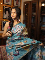 Blue Tussar Silk Saree - SRBTSS1355