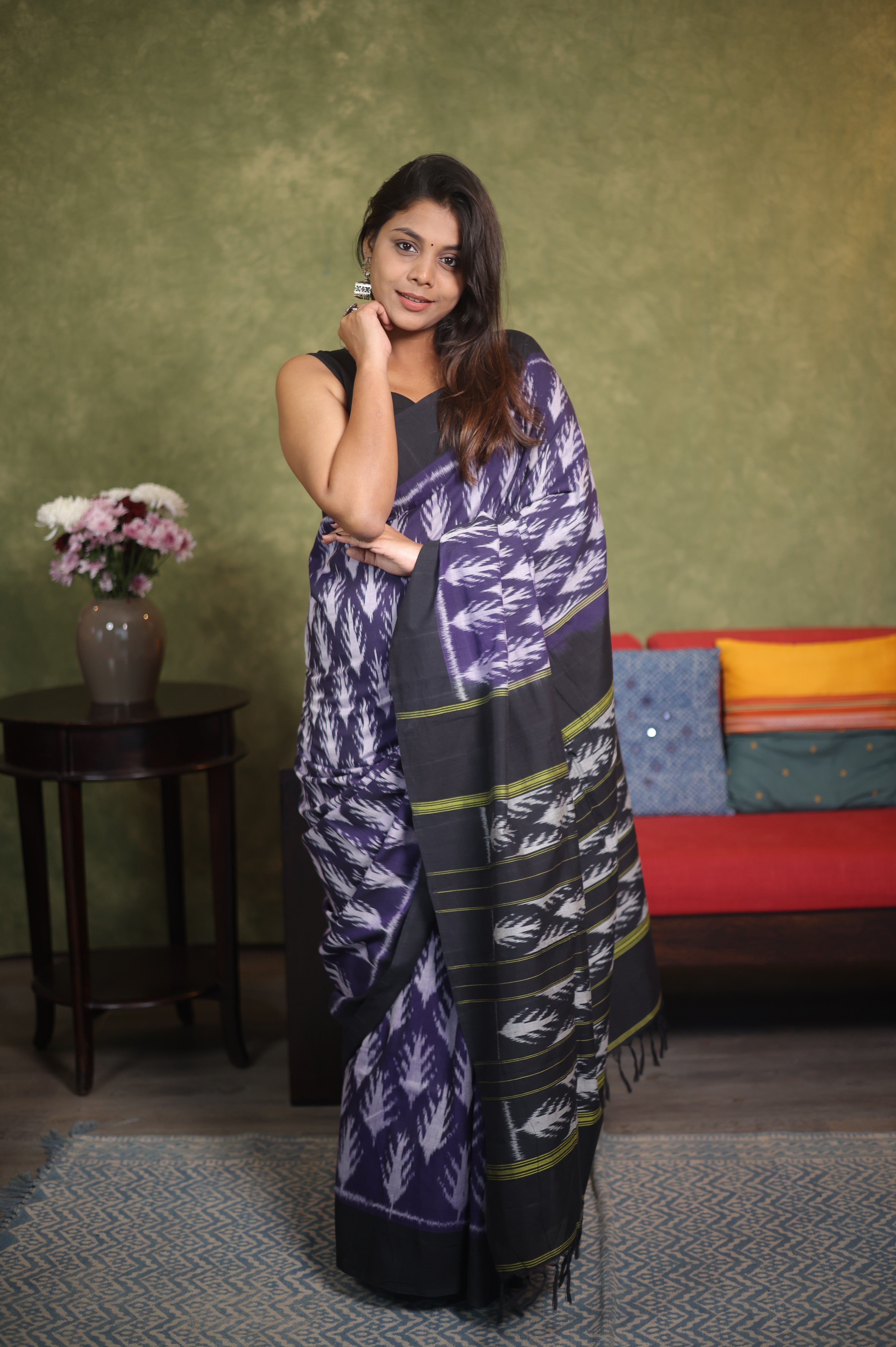 Purple Pochampalli Cotton Ikat Saree - SRPPCIS529