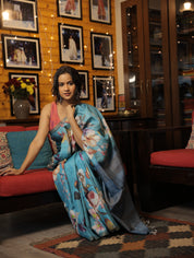 Blue Tussar Silk Saree - SRBTSS1355