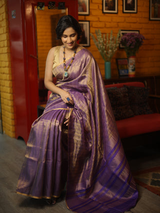 Violet Tussar Silk Saree - SRVTSS874