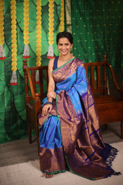 Sky Blue Gadwal Silk Saree - SRSBGSS418