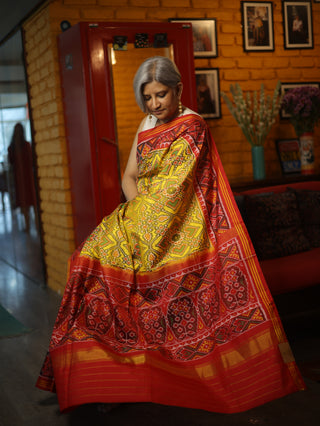 Yellow Rajkot Patola Silk Saree - SRYRPSS196