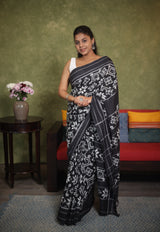 Black Pochampalli Cotton Ikat Saree - SRBPCIS498