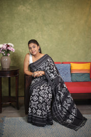 Black Pochampalli Cotton Ikat Saree - SRBPCIS498