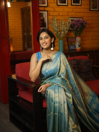 Blue Tussar Silk Saree - SRBTSS923