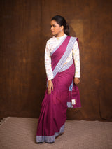 Magenta Cotton Patchwork Saree - SRMCPS270