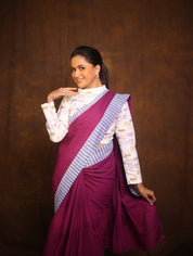 Magenta Cotton Patchwork Saree - SRMCPS270