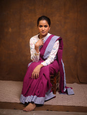 Magenta Cotton Patchwork Saree - SRMCPS270