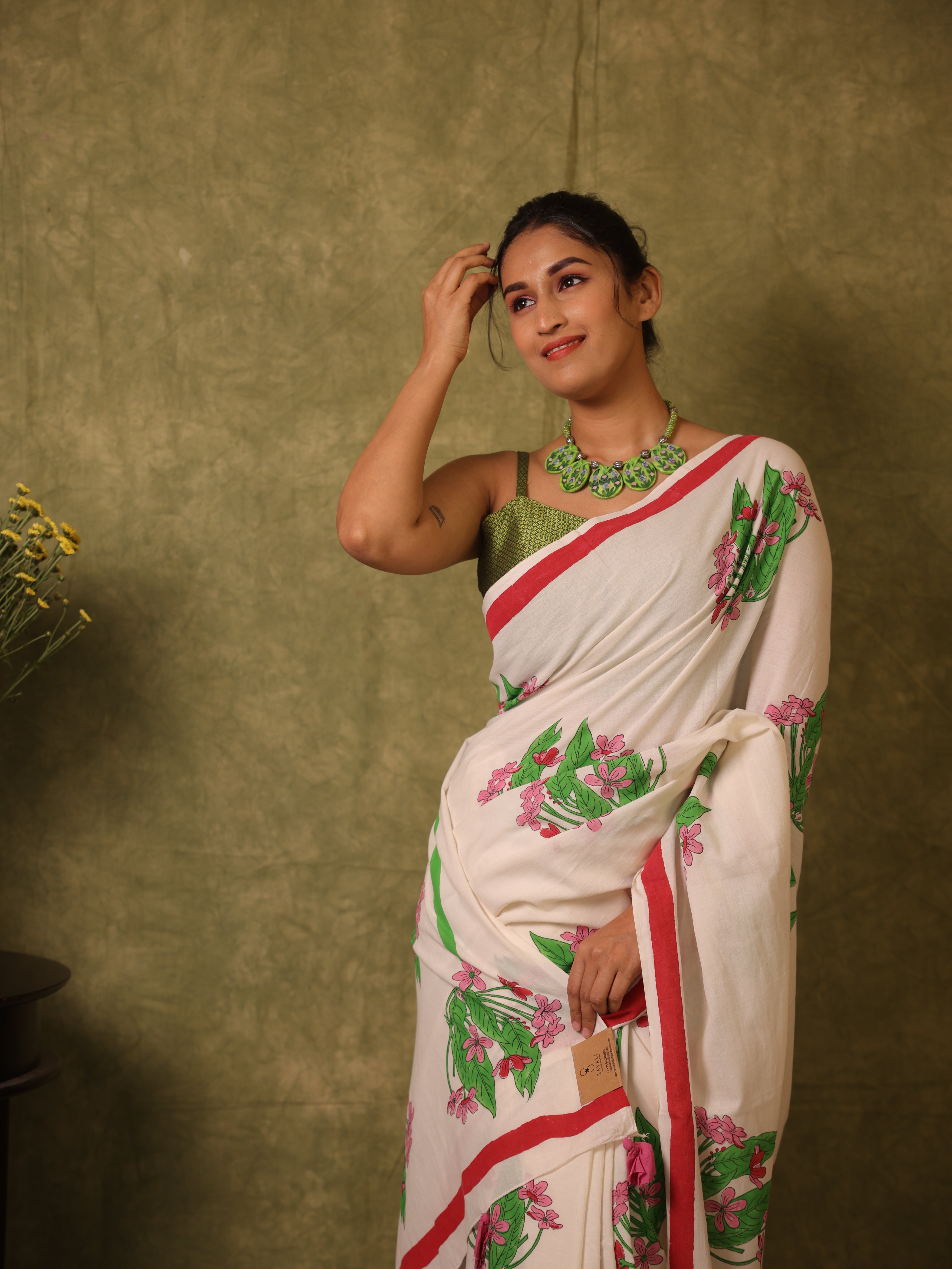 Pearl White HBP Signature Cotton Saree - SRPWSCS29