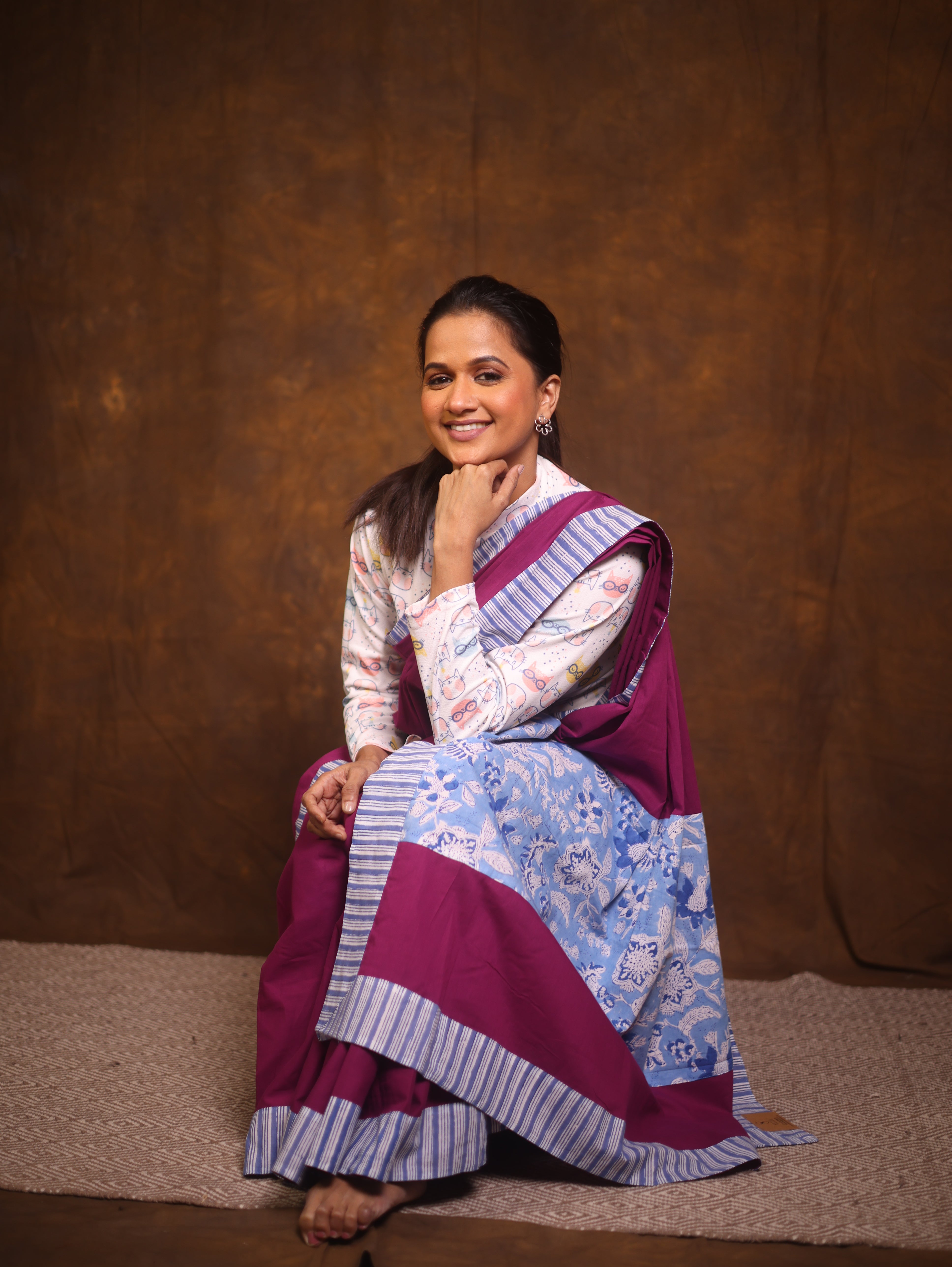 Magenta Cotton Patchwork Saree - SRMCPS270