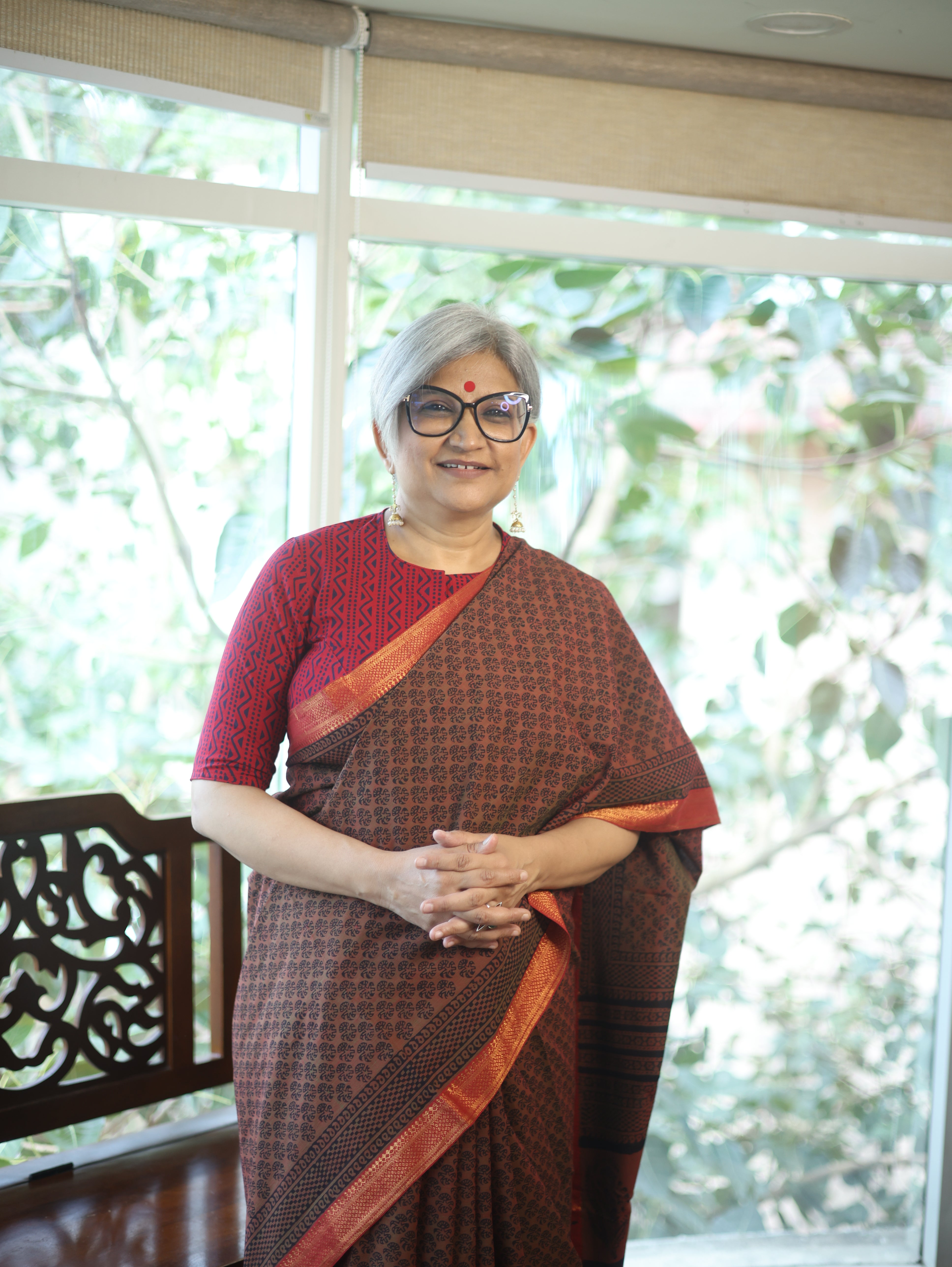 Rust Ajrakh HBP Chanderi Cotton Silk Saree - SRRACS1089