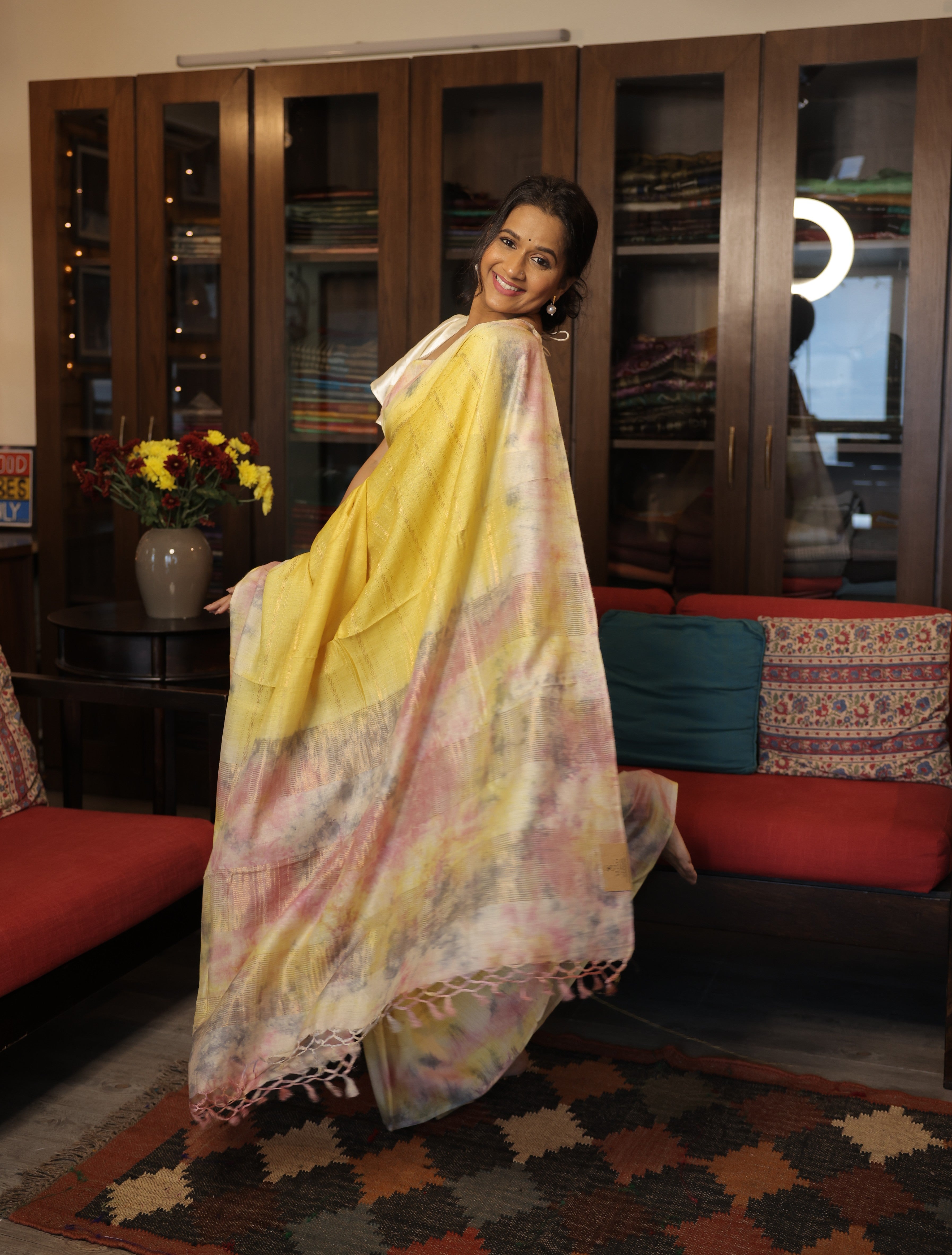 Yellow Tussar Silk Saree - SRYTSS1361