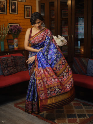 Blue Rajkot Patola Silk Saree - SRBRPSS199