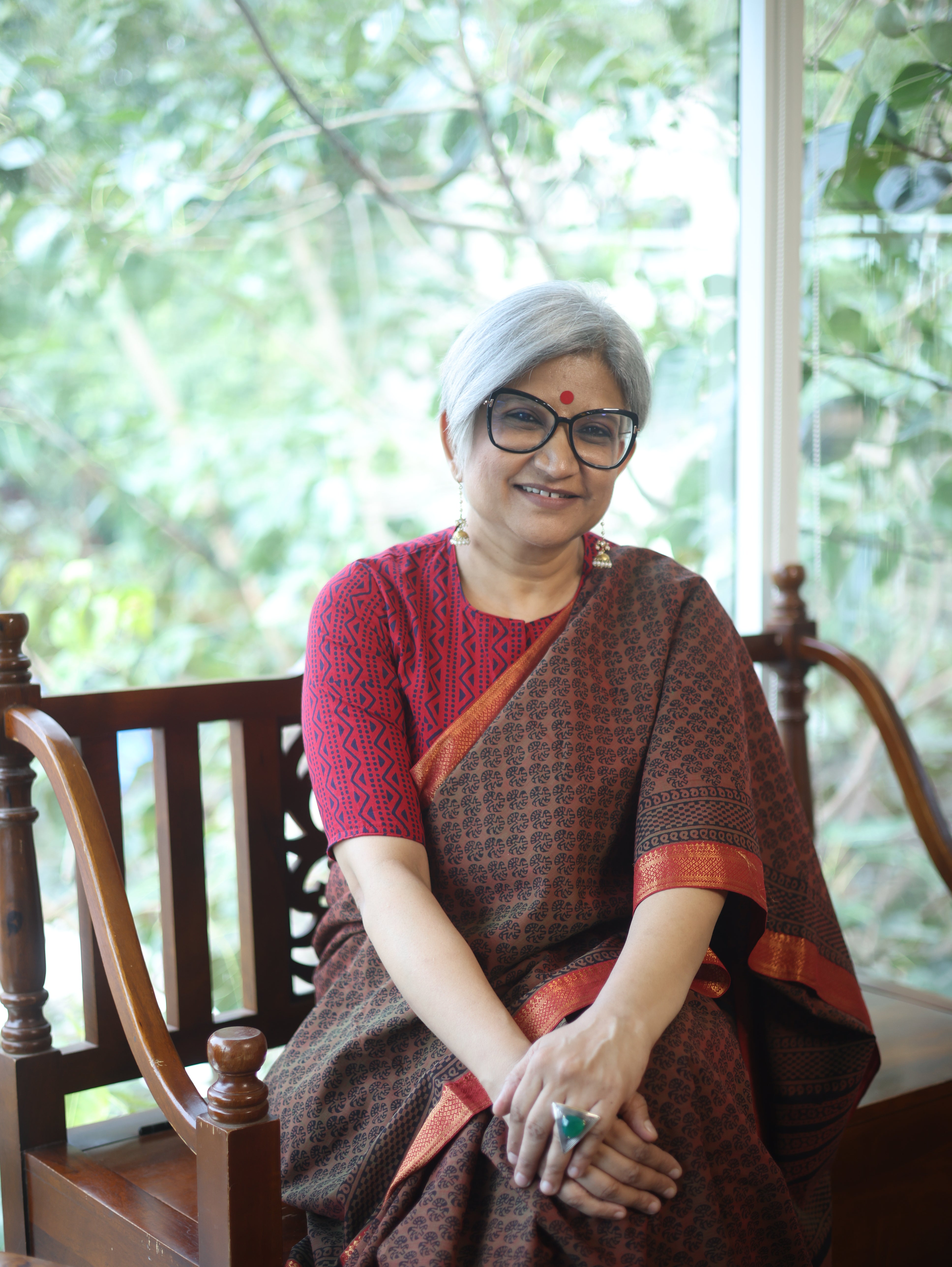 Rust Ajrakh HBP Chanderi Cotton Silk Saree - SRRACS1089