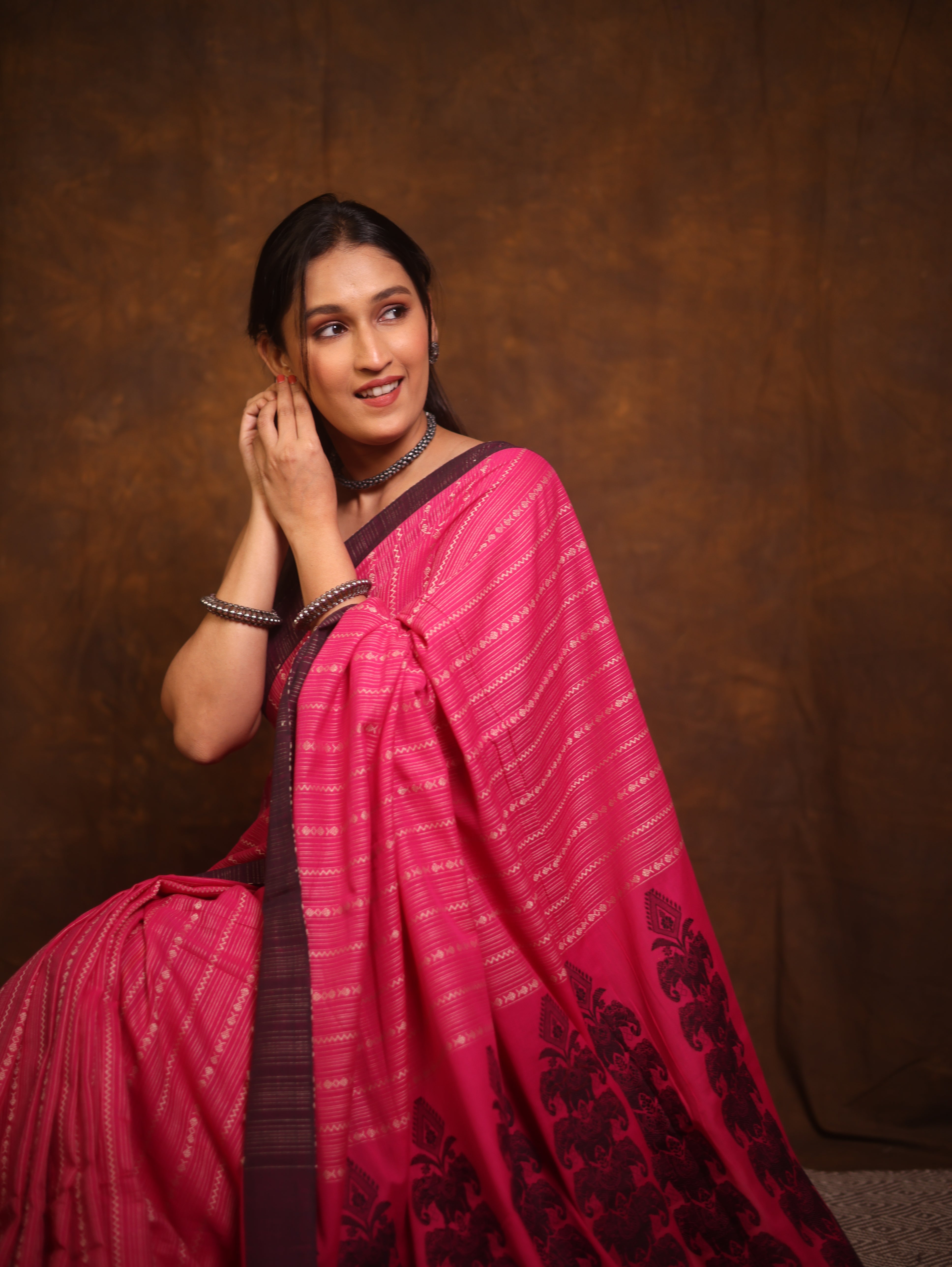 Pink Bengal Cotton Saree - SRPBCS111