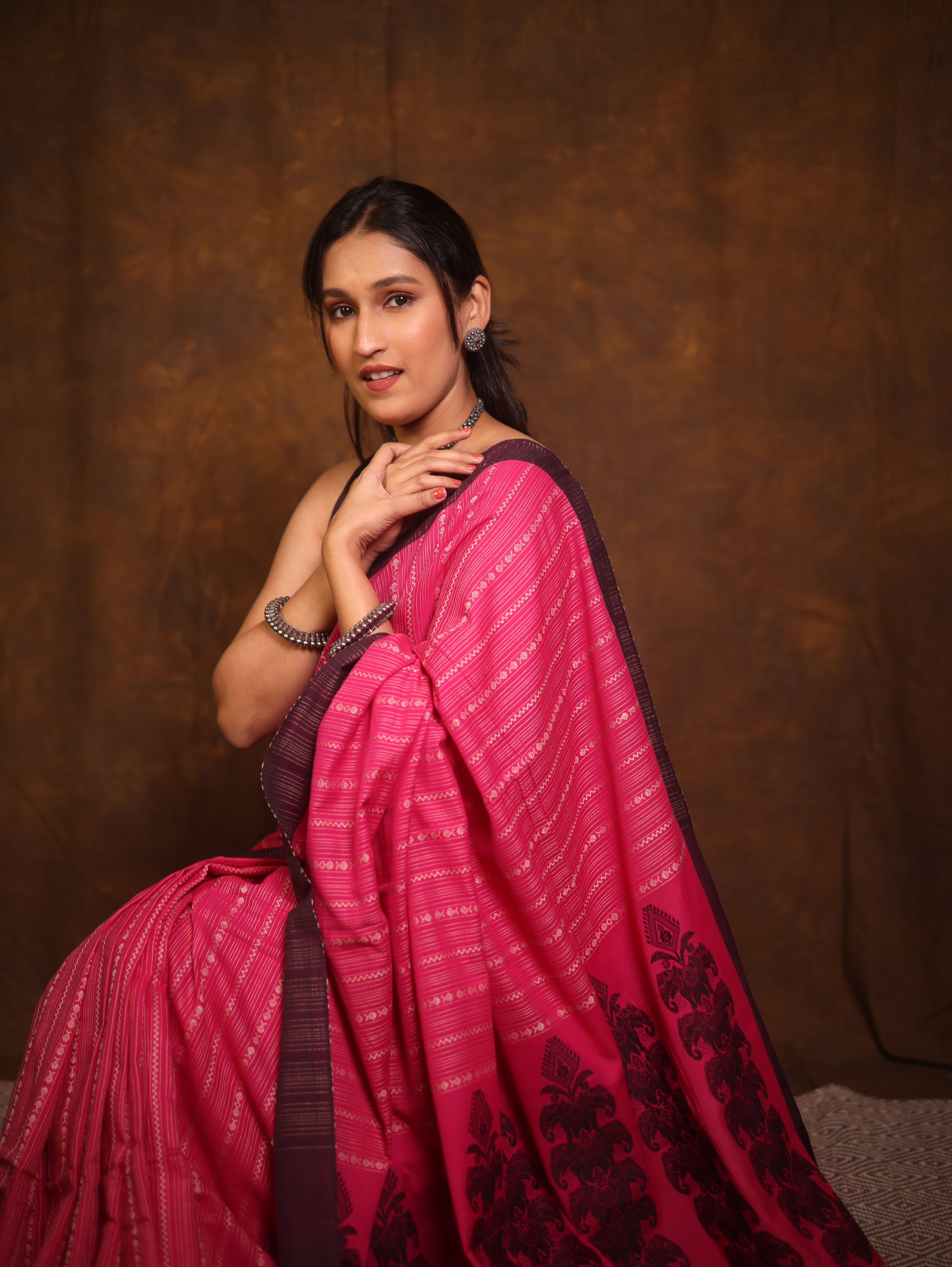 Pink Bengal Cotton Saree - SRPBCS111