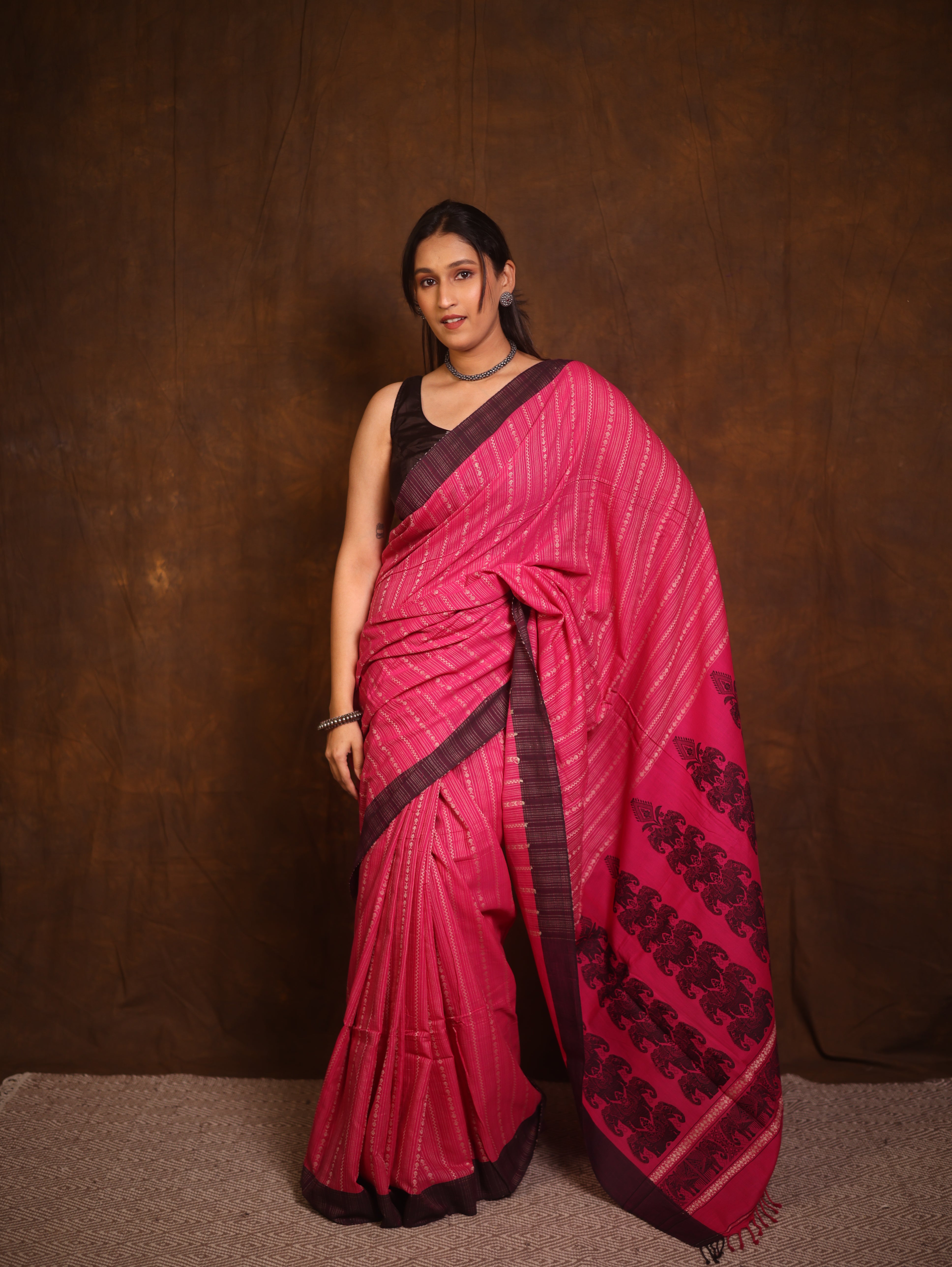 Pink Bengal Cotton Saree - SRPBCS111