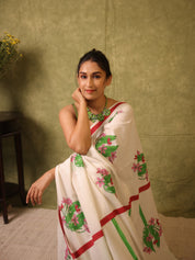 Pearl White HBP Signature Cotton Saree - SRPWSCS29