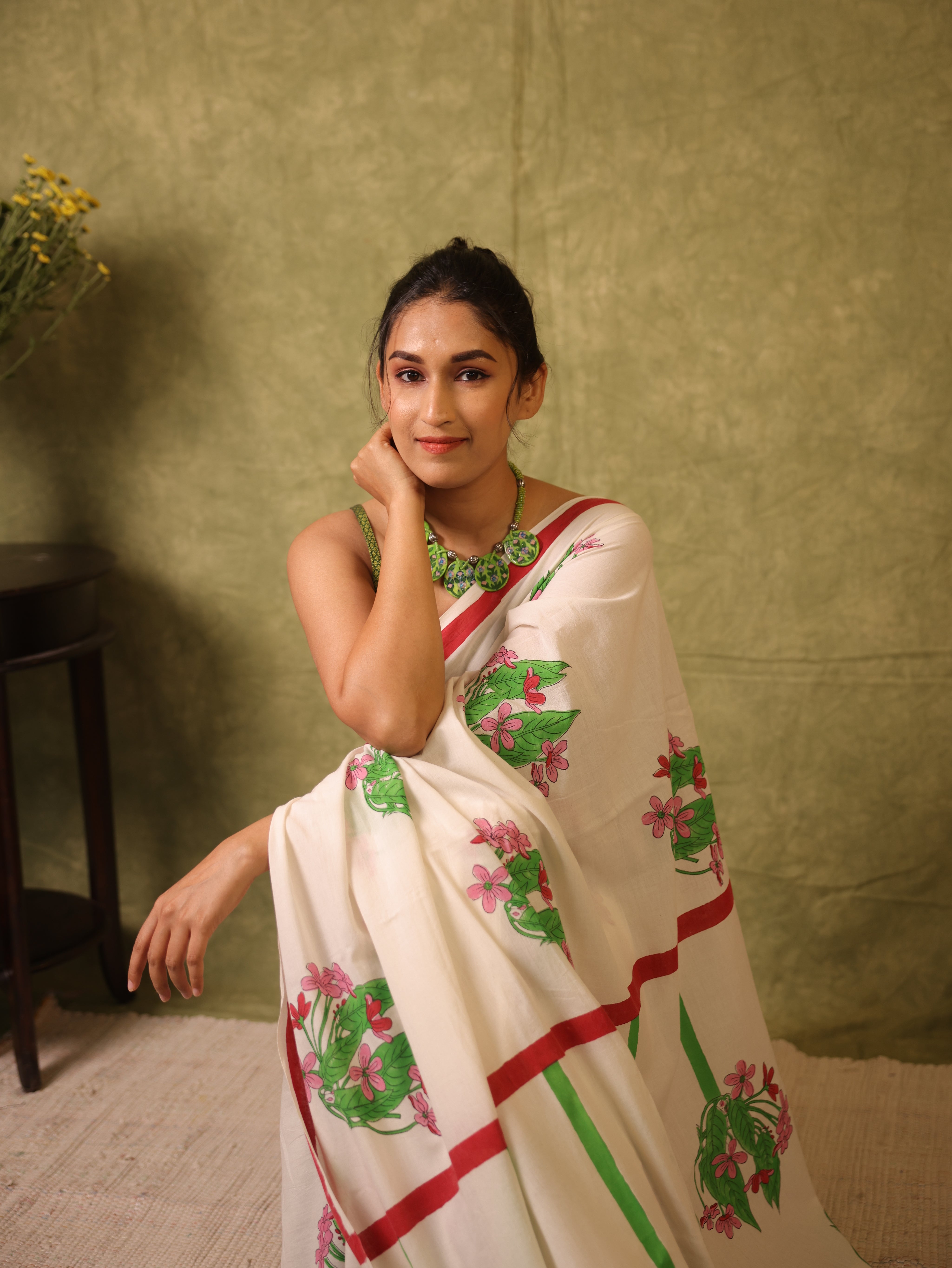 Pearl White HBP Signature Cotton Saree - SRPWSCS29